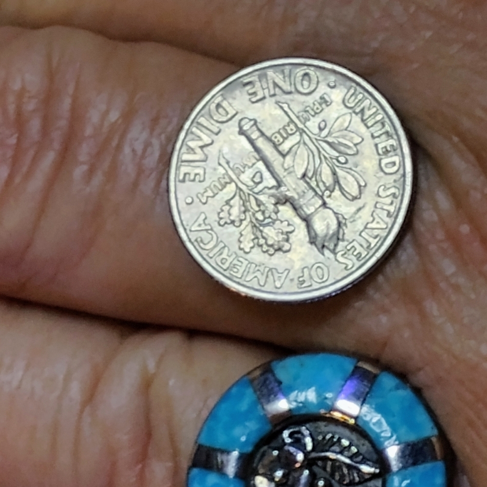 ⭐SANTA FE⭐                      MOJAVE TURQUOISE *INLAY* STERLING RING. SIZE-11 - Picture 4 of 12